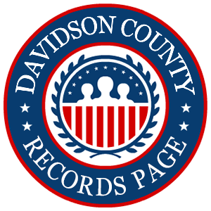A round, red, white, and blue logo with the words 'Davidson County Records Page' in relation to the state of Tennessee.